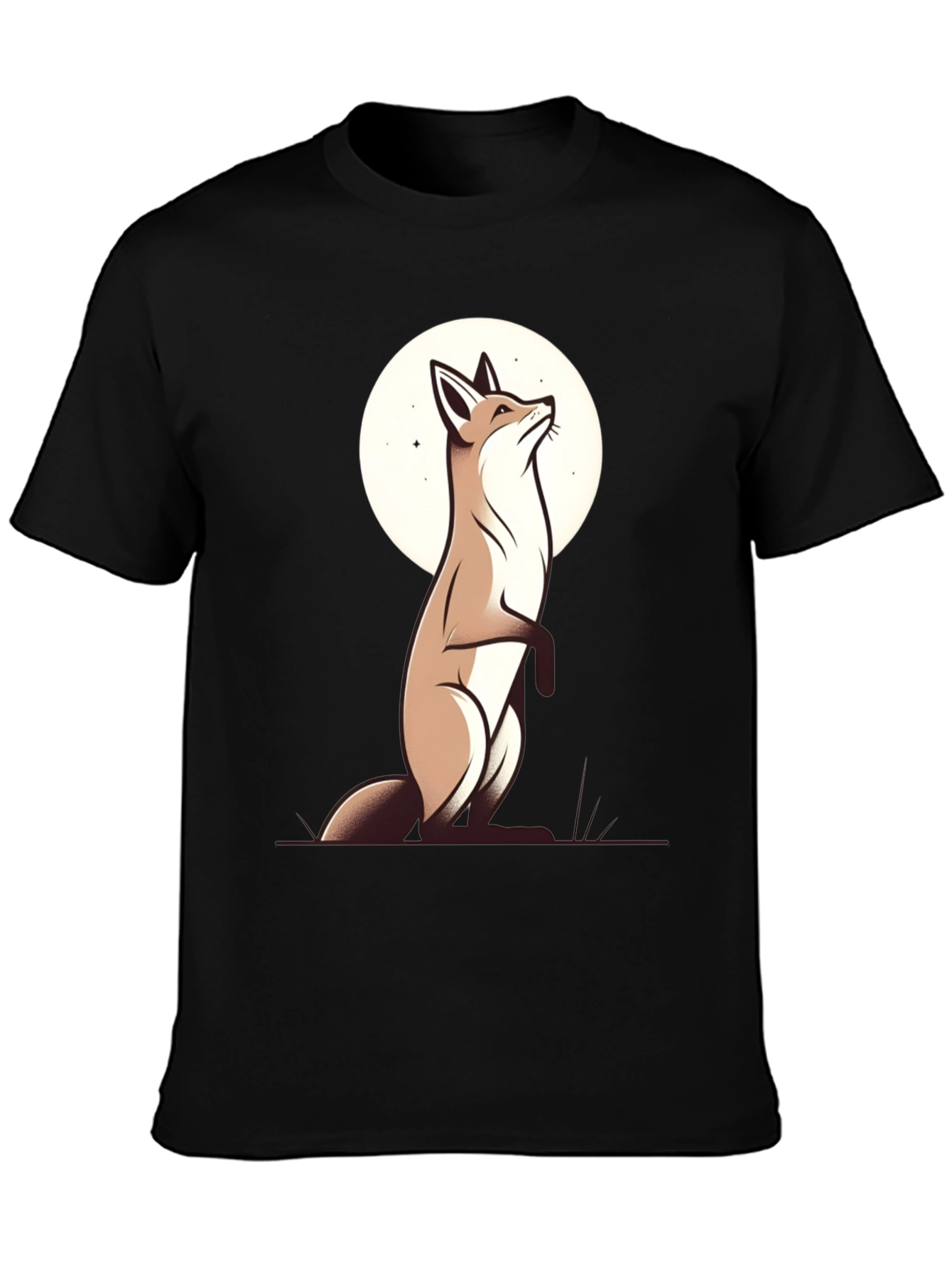 Fox Moon Graphic Tee - Black Cotton