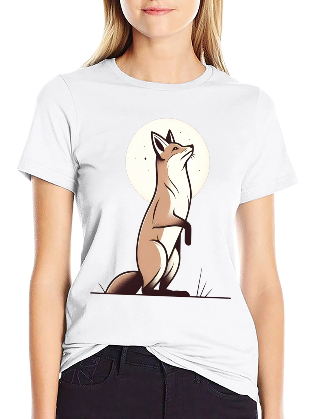 Fox Moon Graphic Tee - Black Cotton