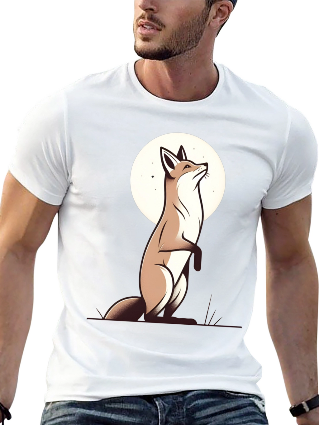 Fox Moon Graphic Tee - Black Cotton