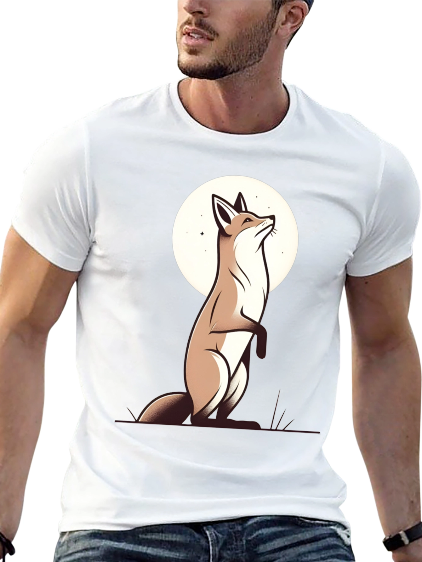 Fox Moon Graphic Tee - Black Cotton