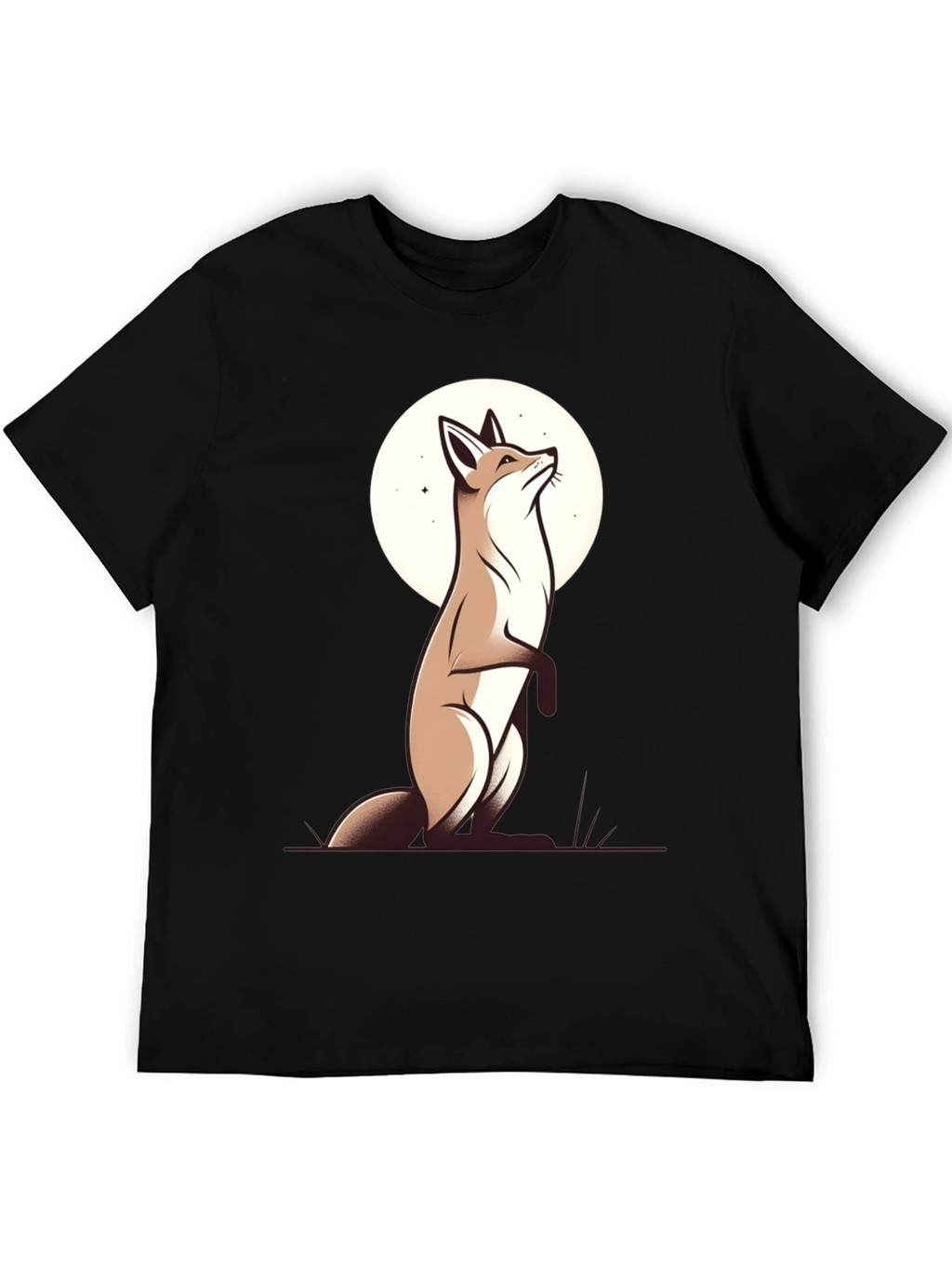 Fox Moon Graphic Tee - Black Cotton