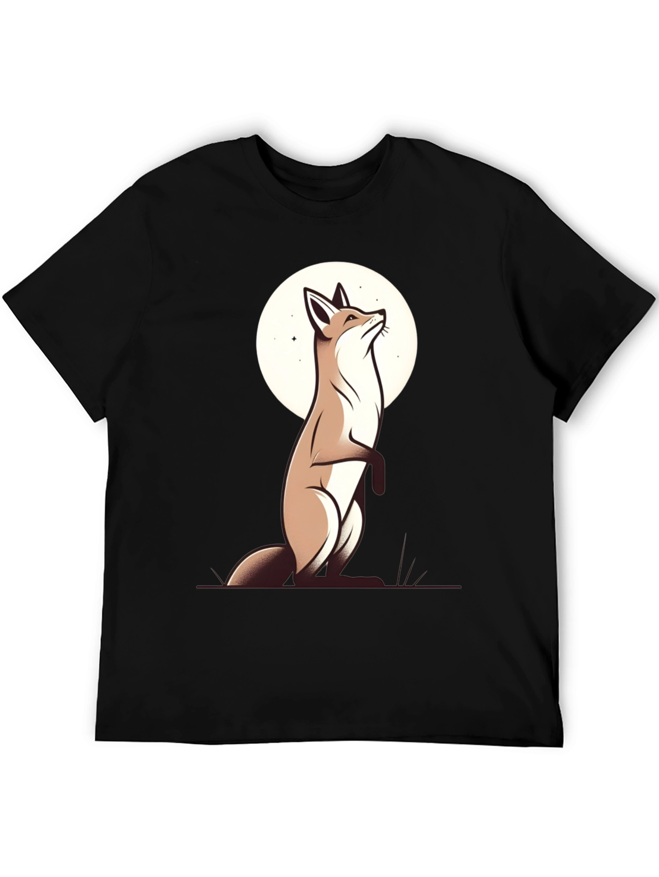 Fox Moon Graphic Tee - Black Cotton