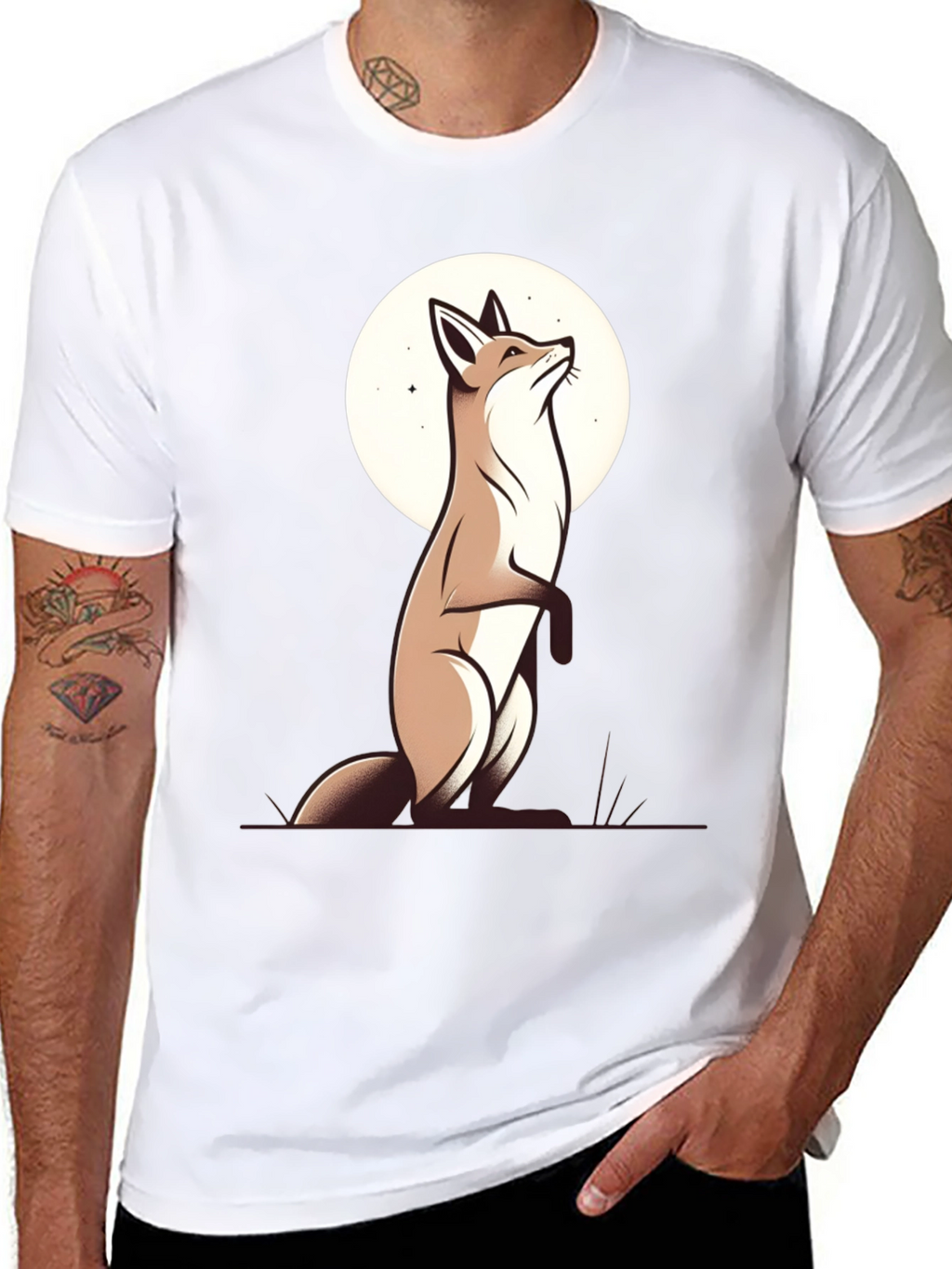 Fox Moon Graphic Tee - Black Cotton