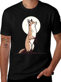 Fox Moon Graphic Tee - Black Cotton
