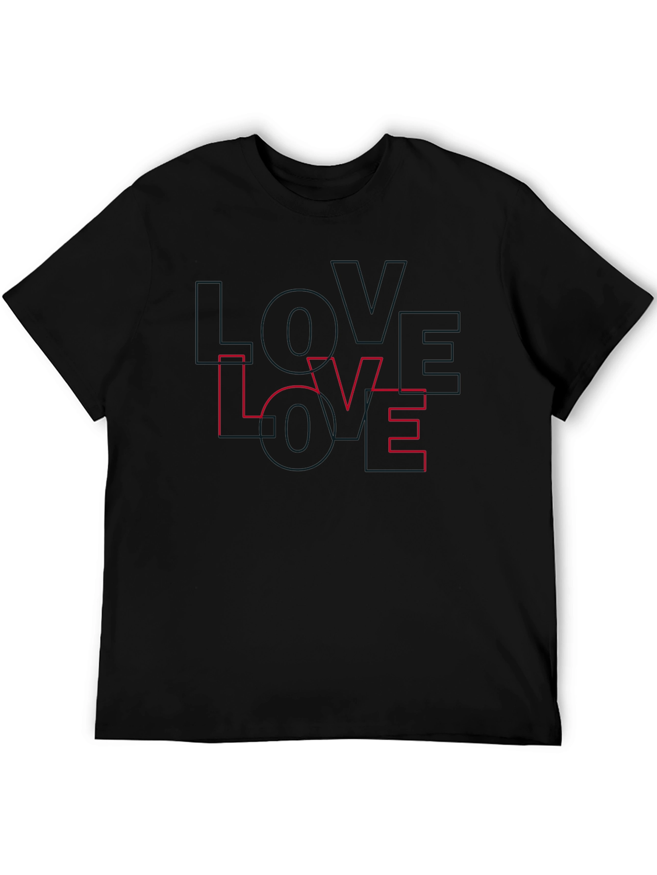 Love Outline Graphic Tee - Stylish Black T-Shirt