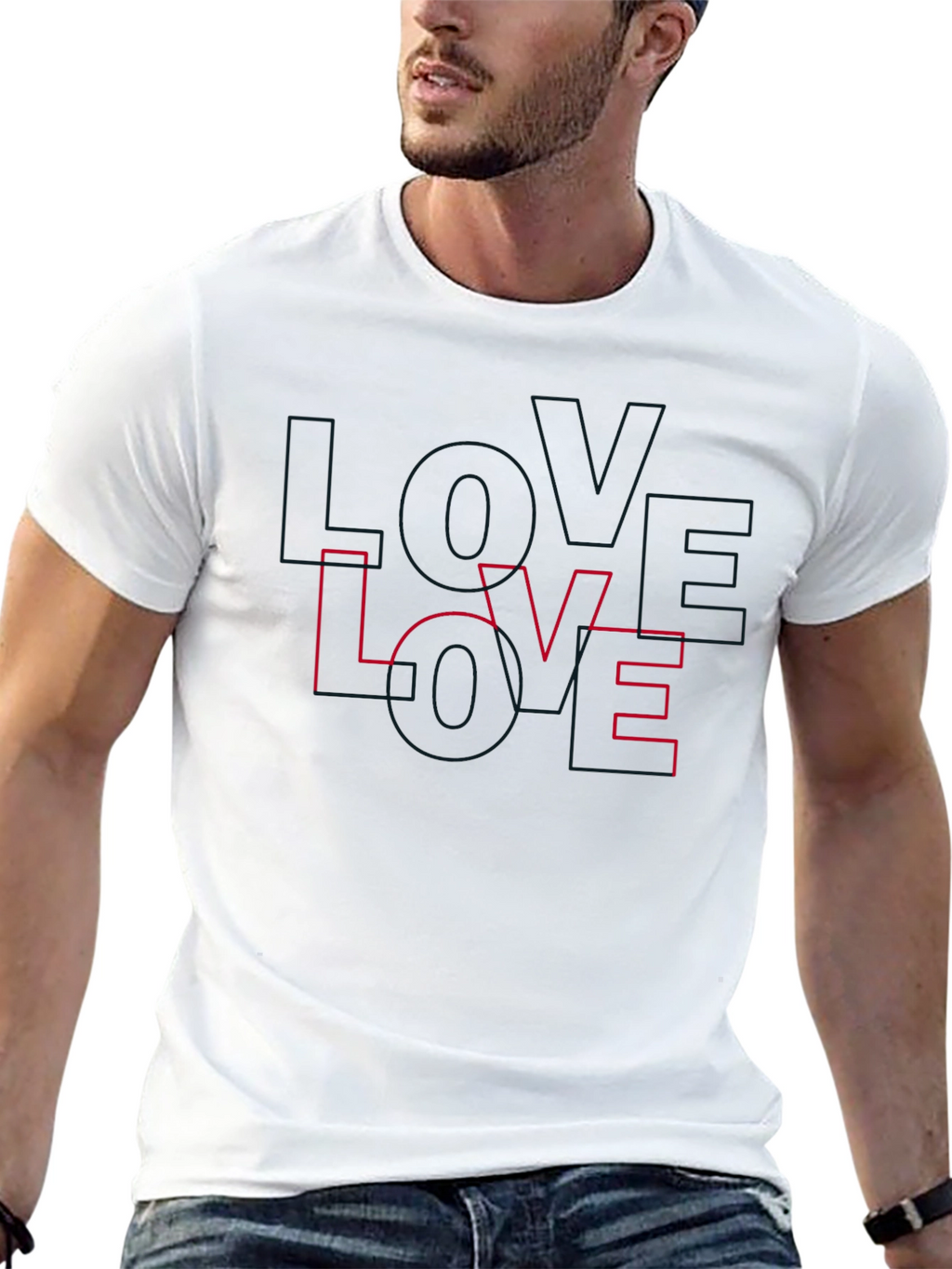 Love Outline Graphic Tee - Stylish Black T-Shirt