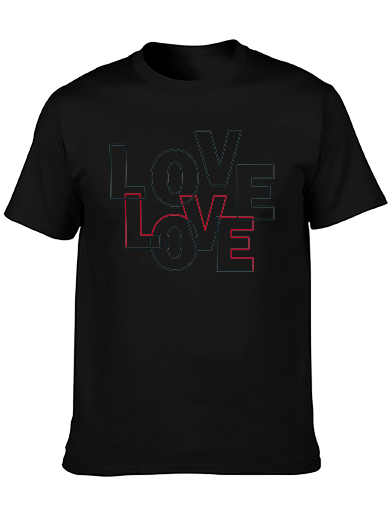 Love Outline Graphic Tee - Stylish Black T-Shirt