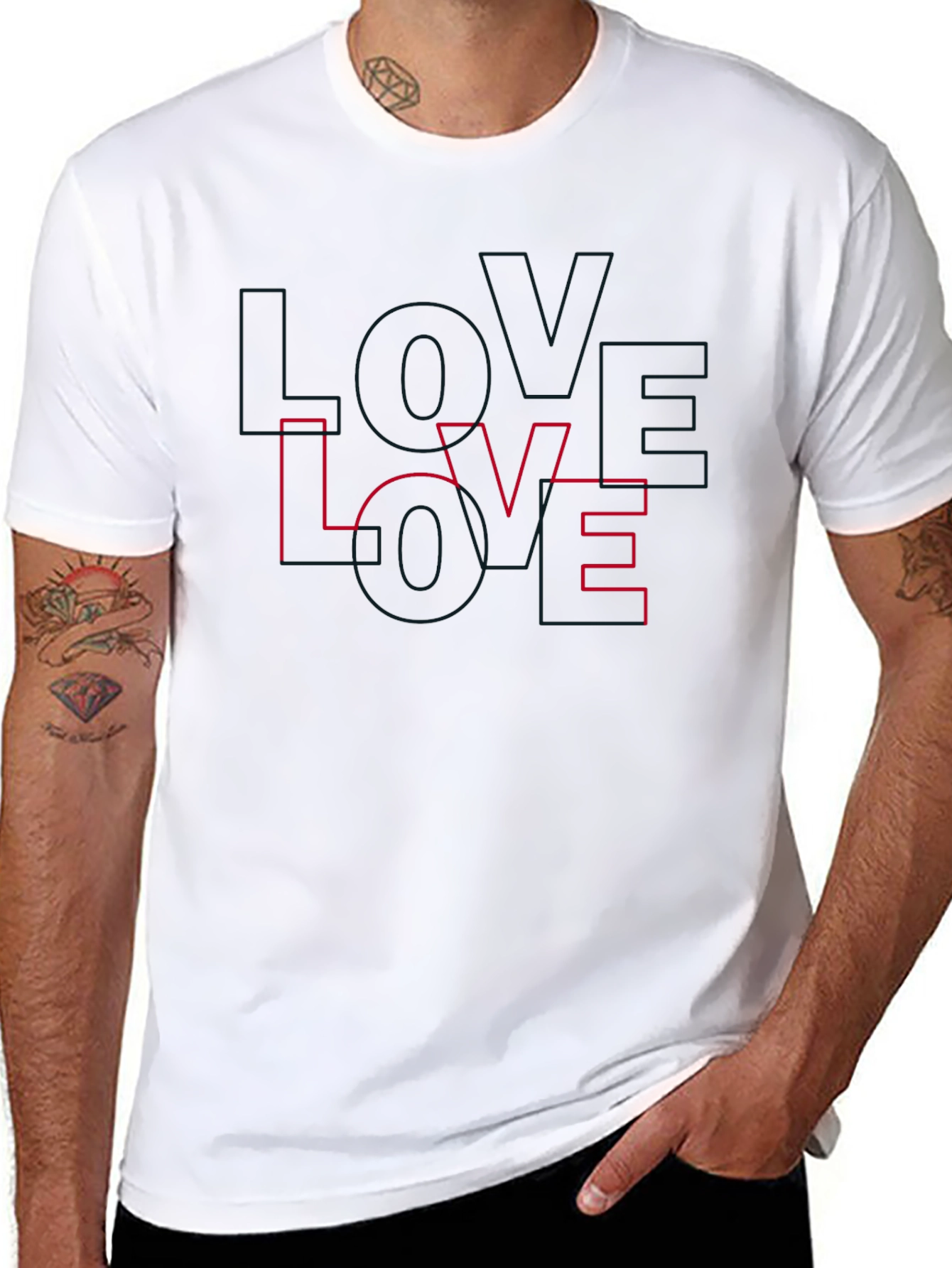 Love Outline Graphic Tee - Stylish Black T-Shirt