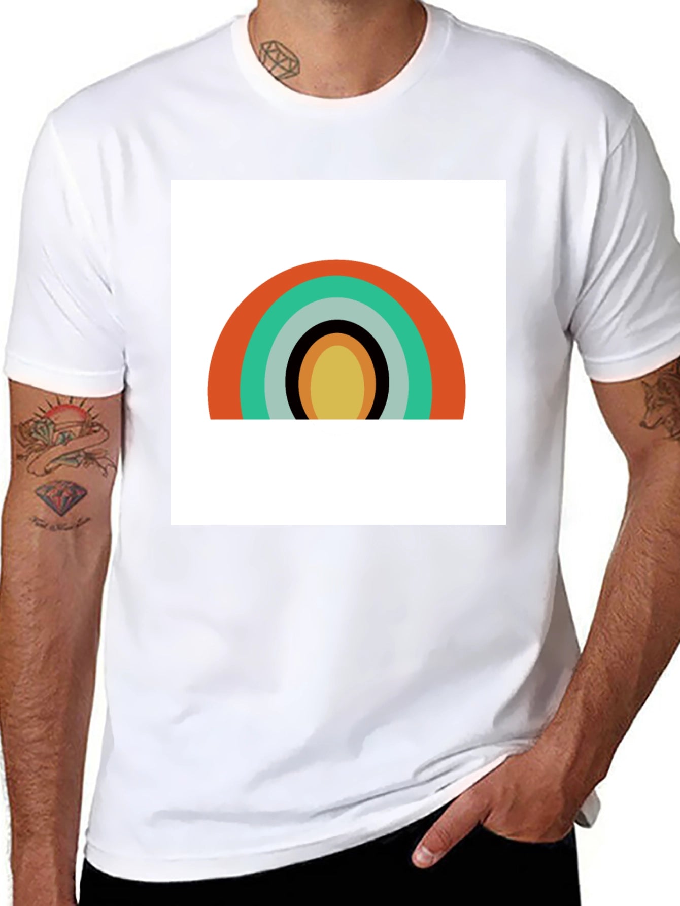 Retro Rainbow Graphic Tee - Modern Style