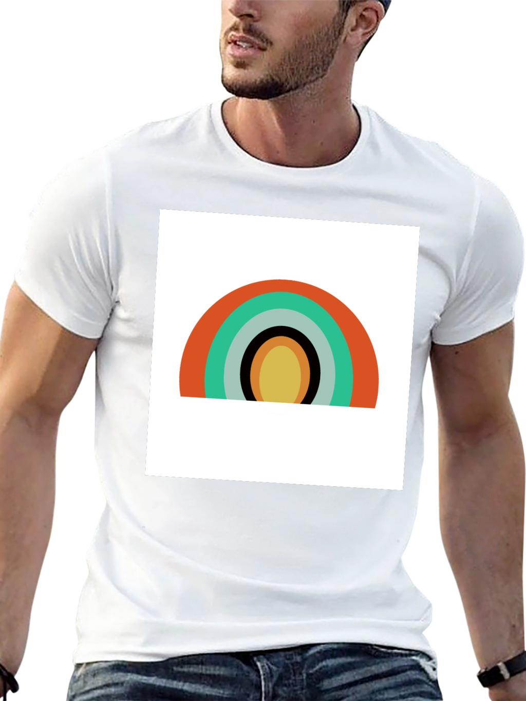Retro Rainbow Graphic Tee - Modern Style