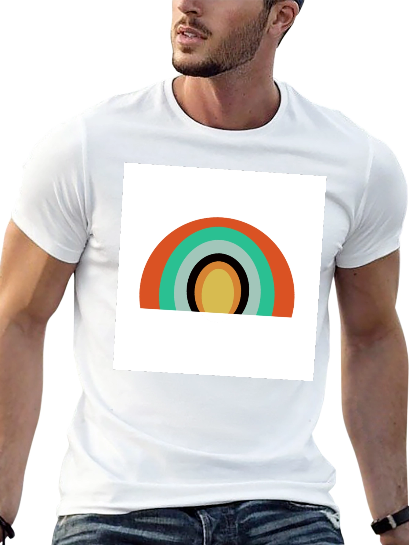 Retro Rainbow Graphic Tee - Modern Style