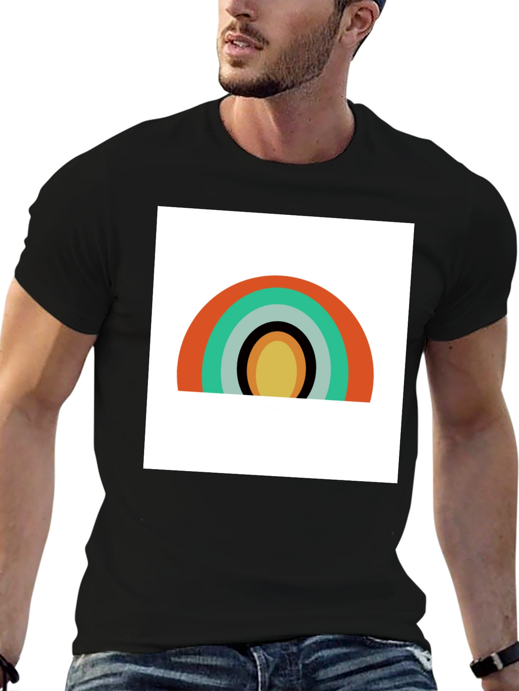 Retro Rainbow Graphic Tee - Modern Style
