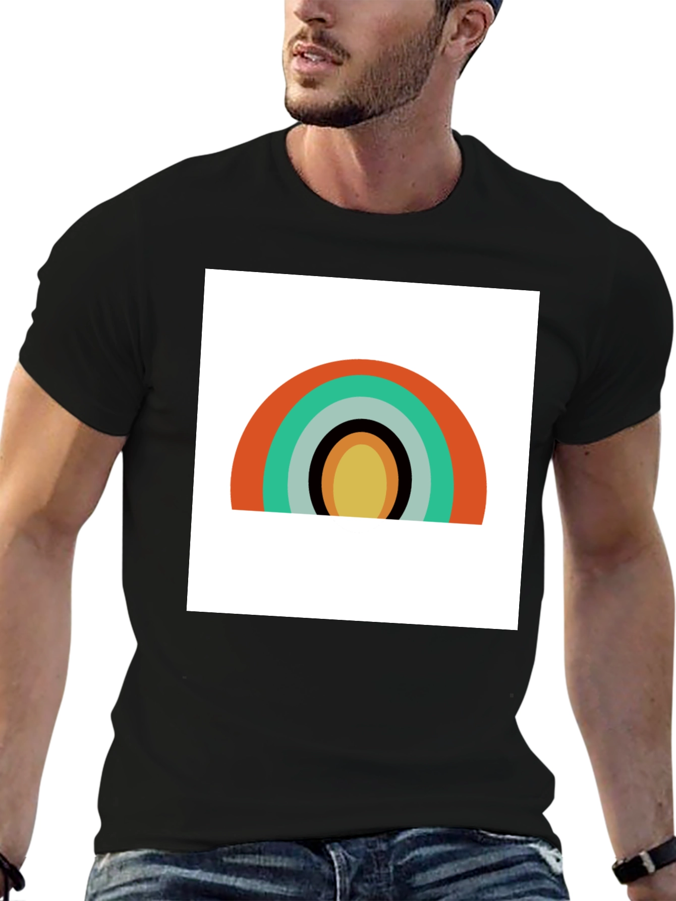 Retro Rainbow Graphic Tee - Modern Style