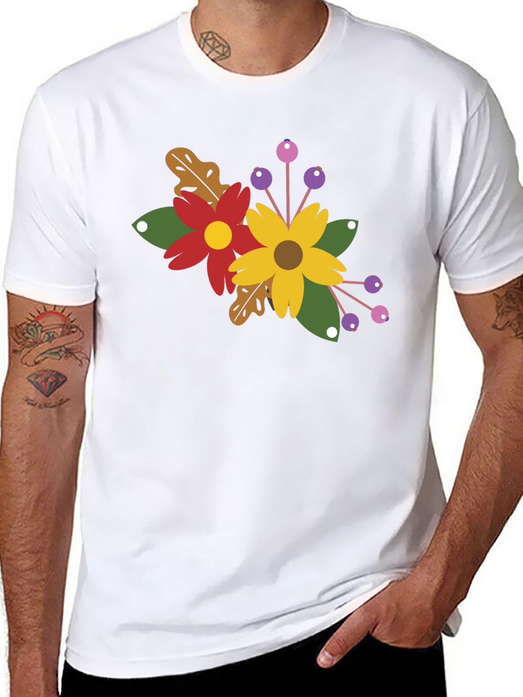 Floral Bouquet Graphic T-Shirt - Black
