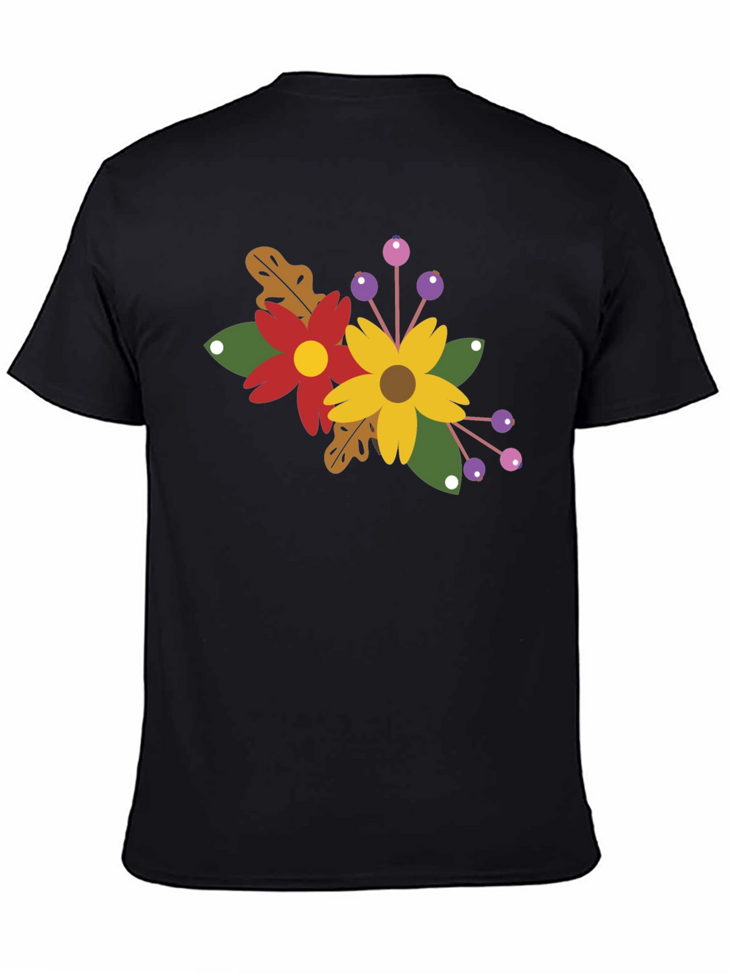 Floral Bouquet Graphic T-Shirt - Black