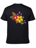 Floral Bouquet Graphic T-Shirt - Black