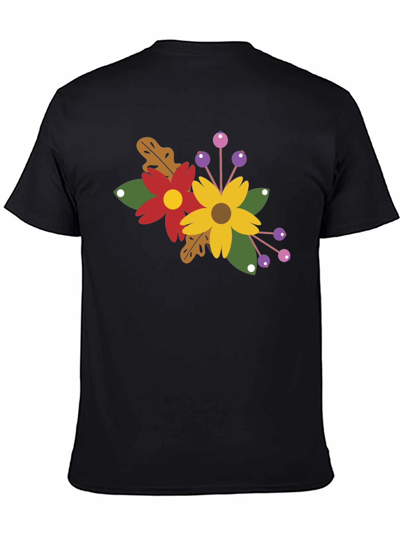 Floral Bouquet Graphic T-Shirt - Black