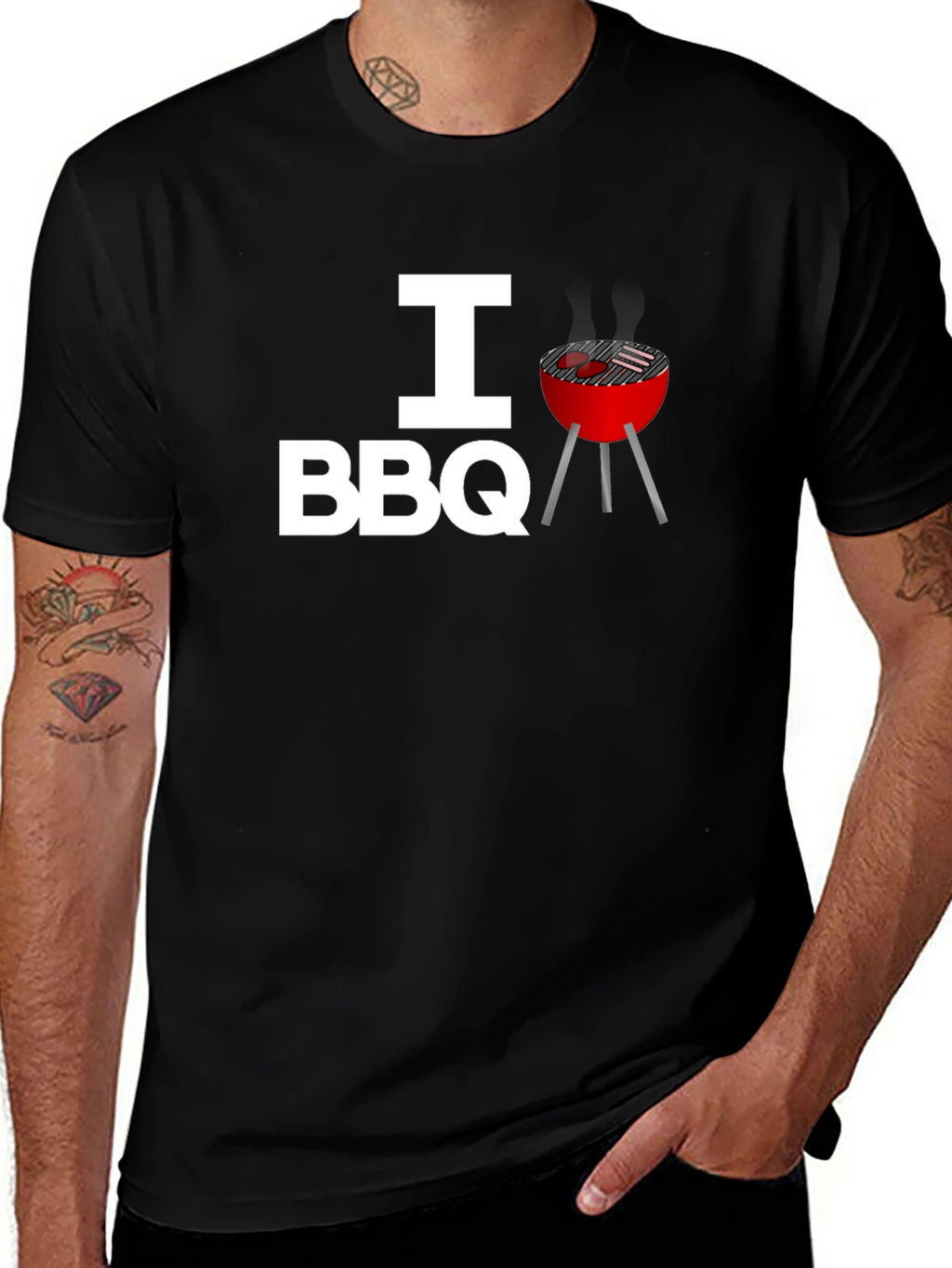 I Heart BBQ Graphic Tee - Black T-Shirt