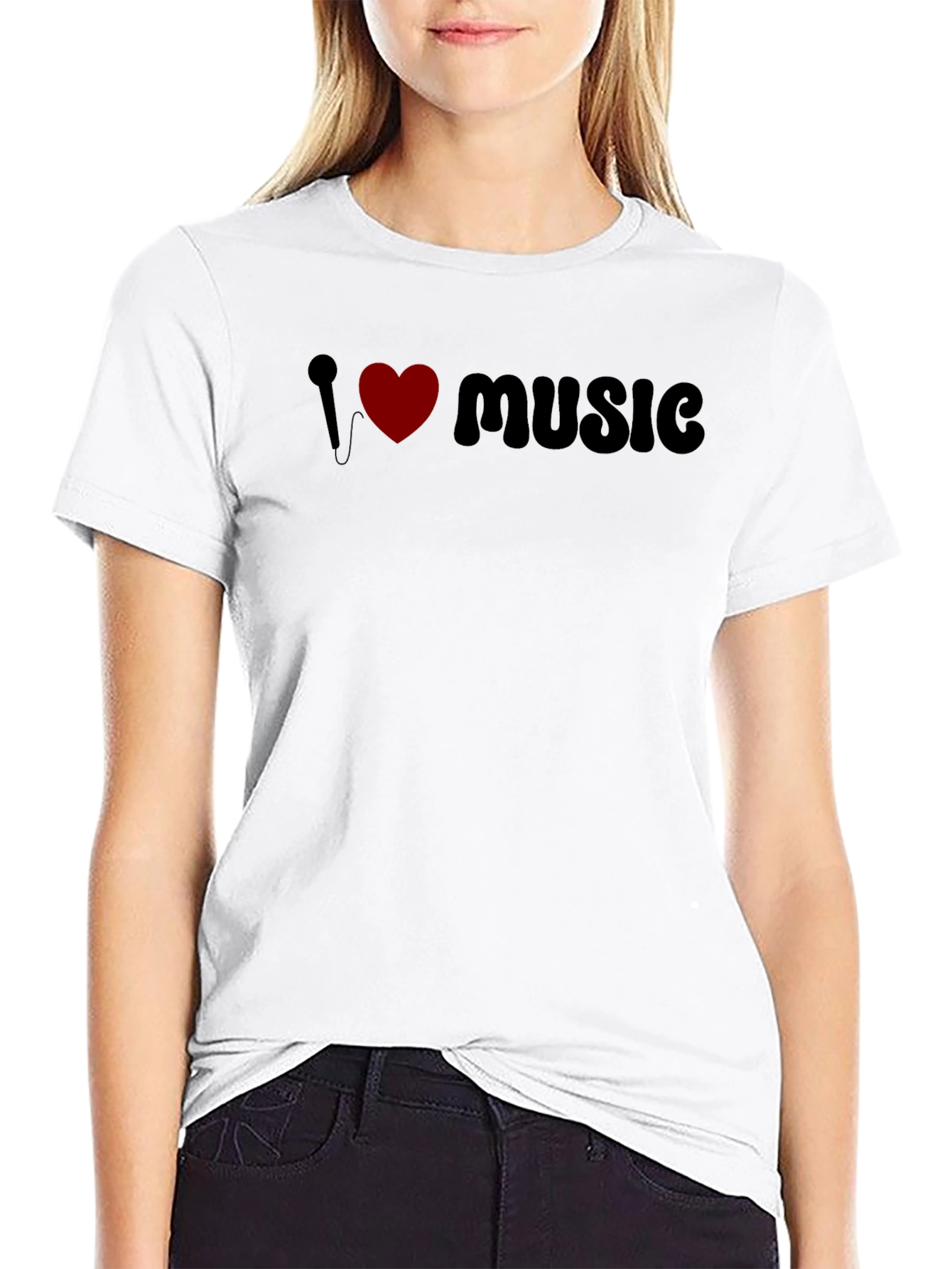 I Love Music Graphic Tee - Black