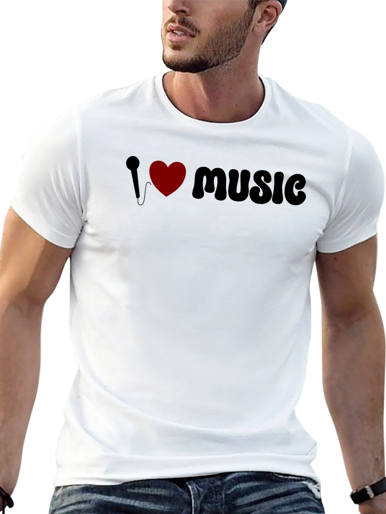 I Love Music Graphic Tee - Black