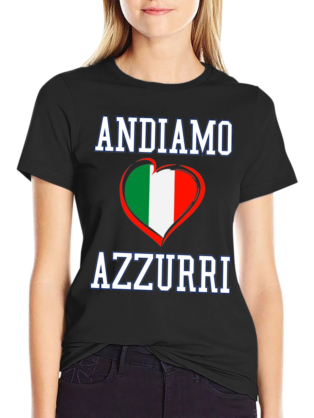 Andiamo Azzurri Italy Flag Heart T-Shirt