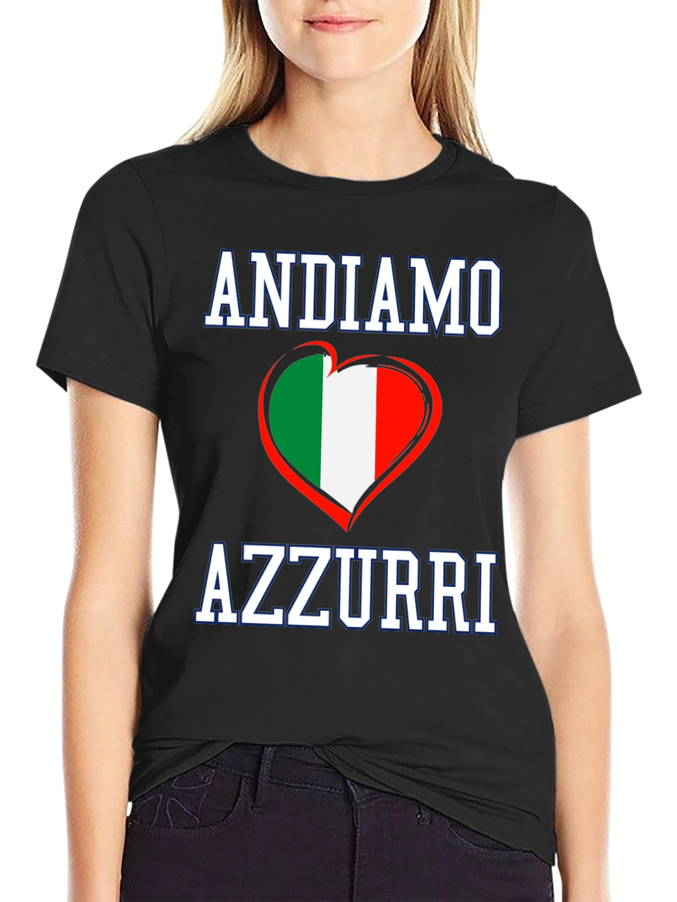 Andiamo Azzurri Italy Flag Heart T-Shirt