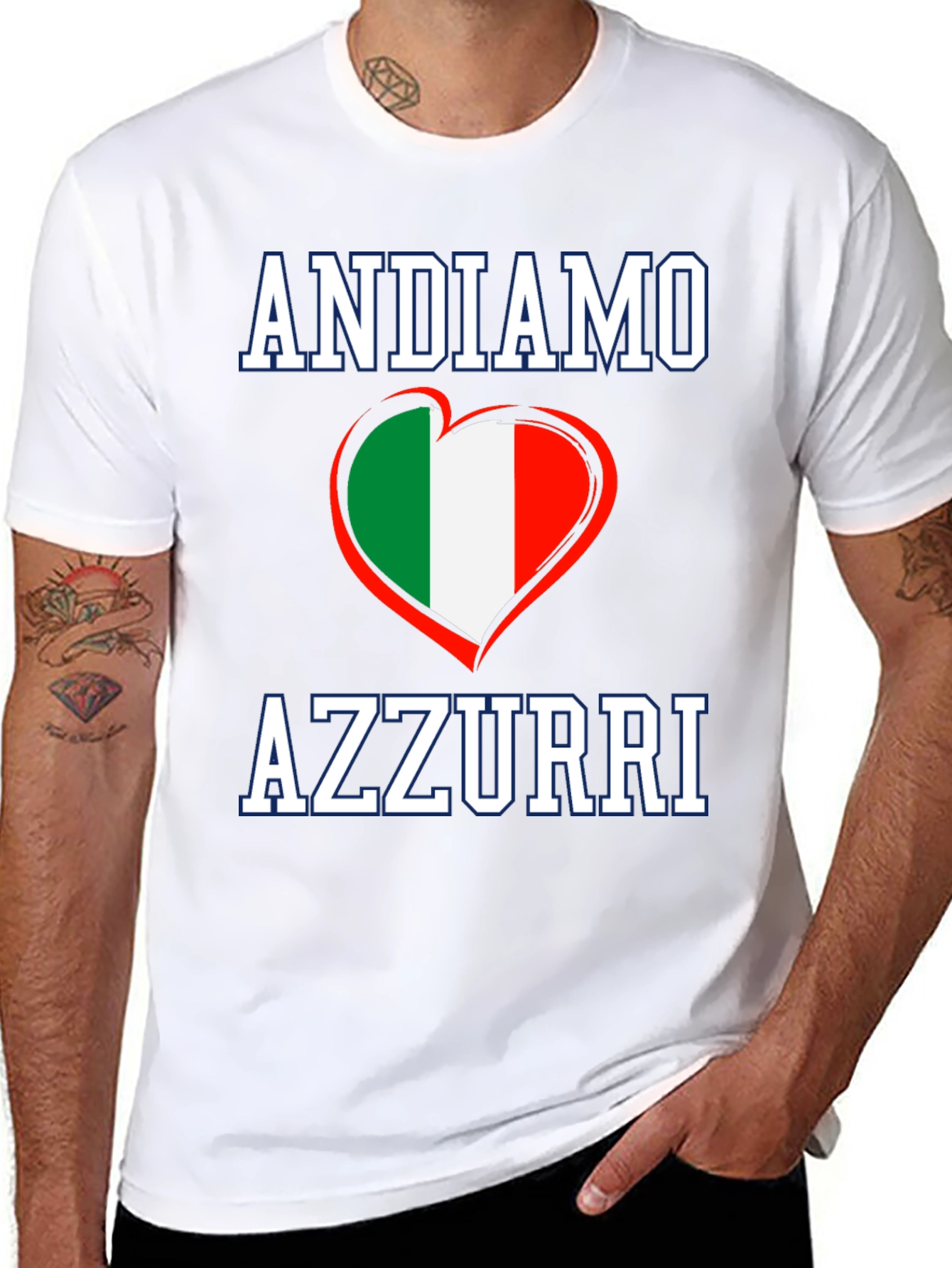 Andiamo Azzurri Italy Flag Heart T-Shirt