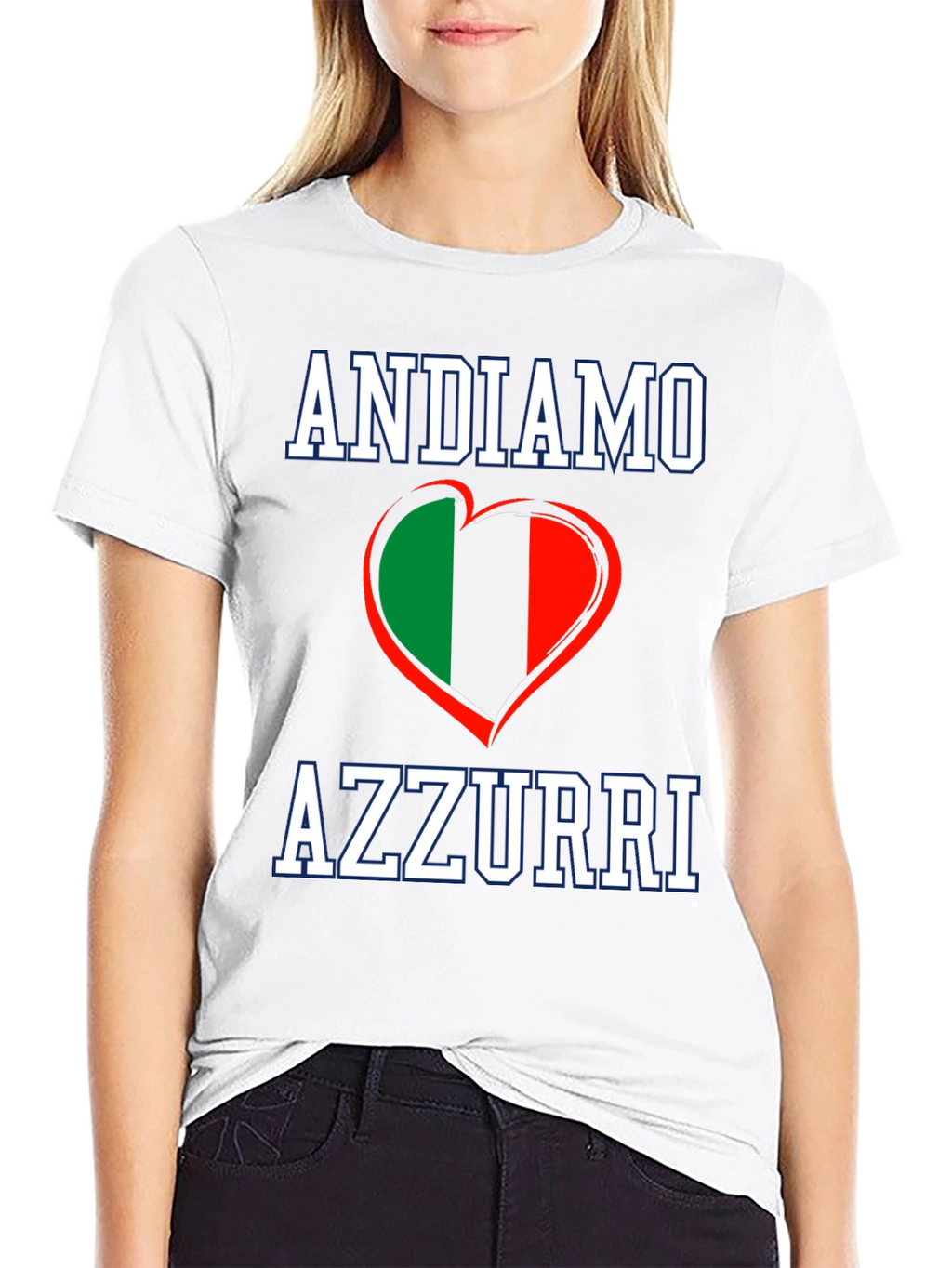 Andiamo Azzurri Italy Flag Heart T-Shirt