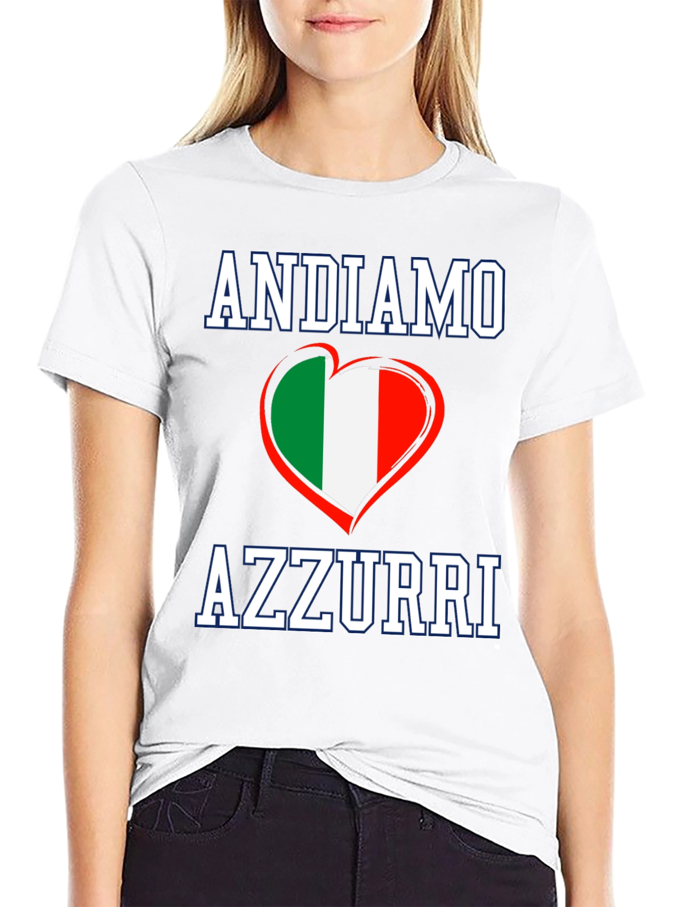 Andiamo Azzurri Italy Flag Heart T-Shirt
