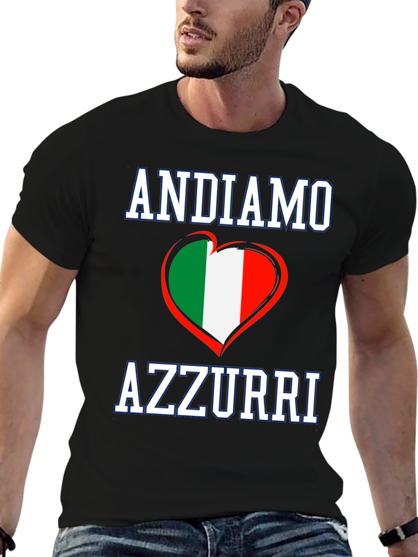 Andiamo Azzurri Italy Flag Heart T-Shirt