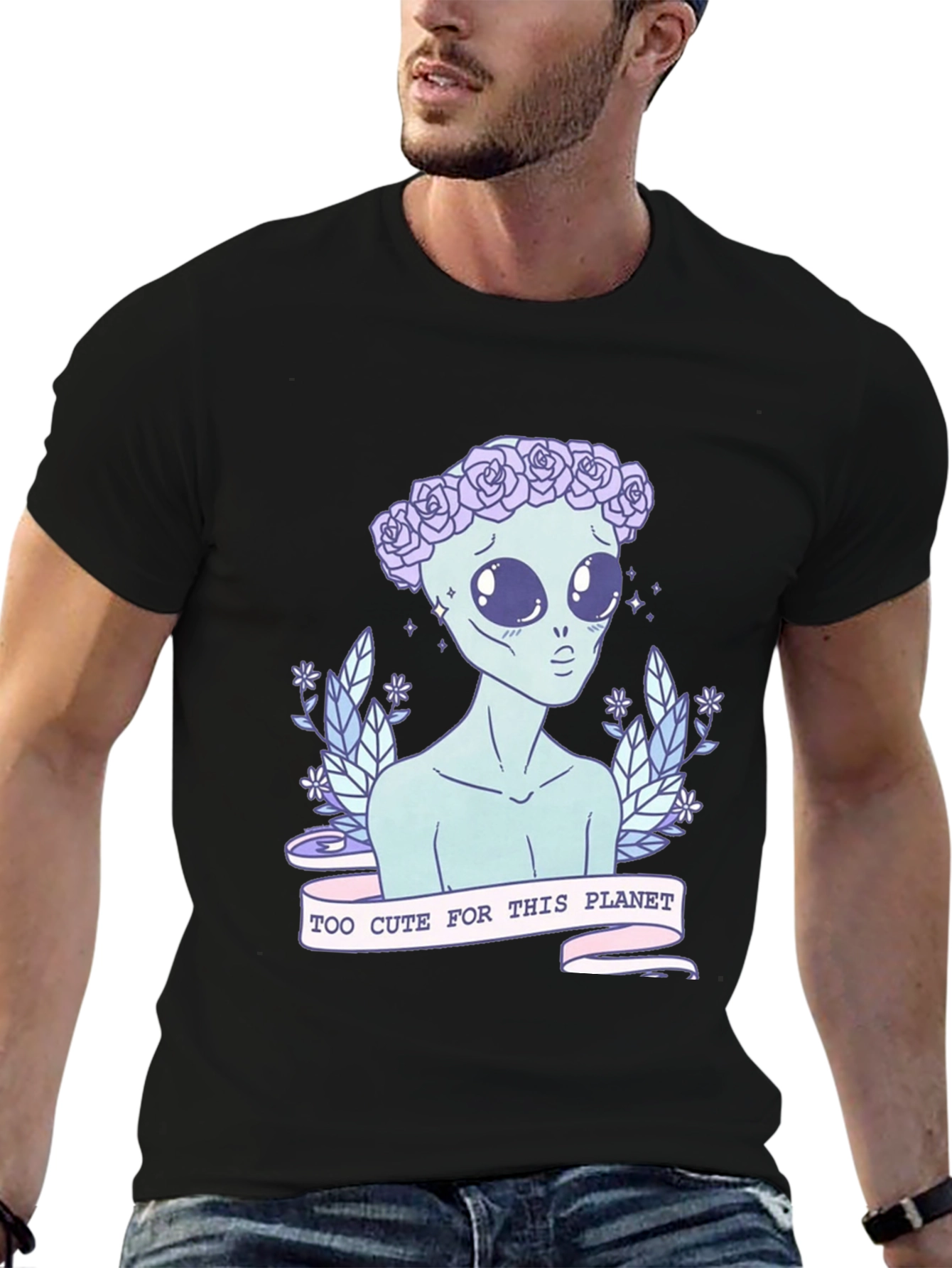 Alien Too Cute T-Shirt - Unisex Black Tee