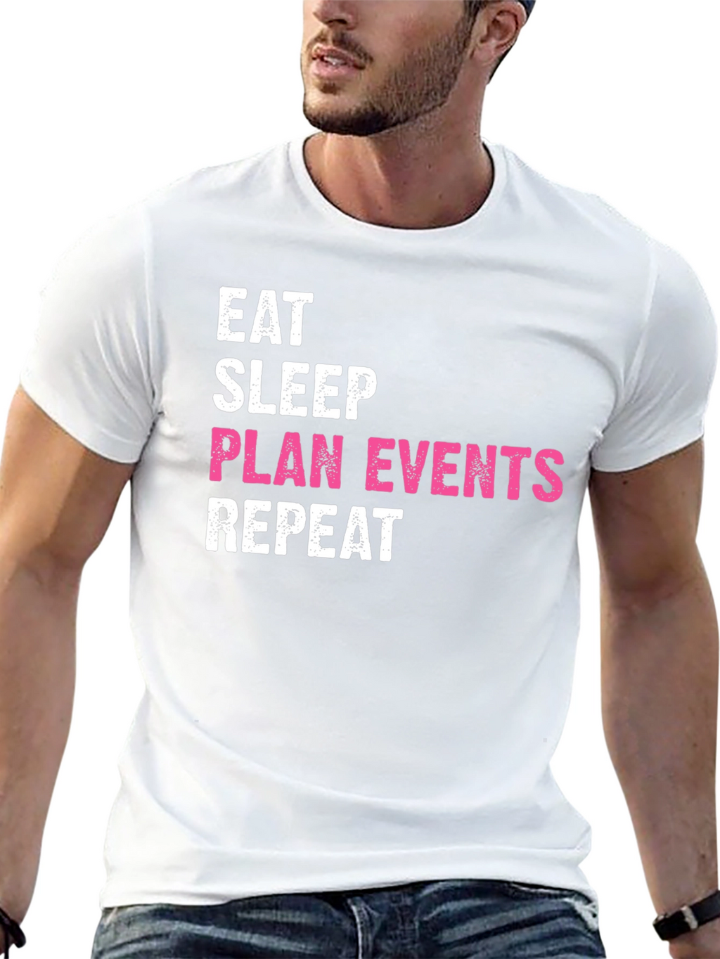 Eat Sleep Plan Events Repeat Black T-Shirt