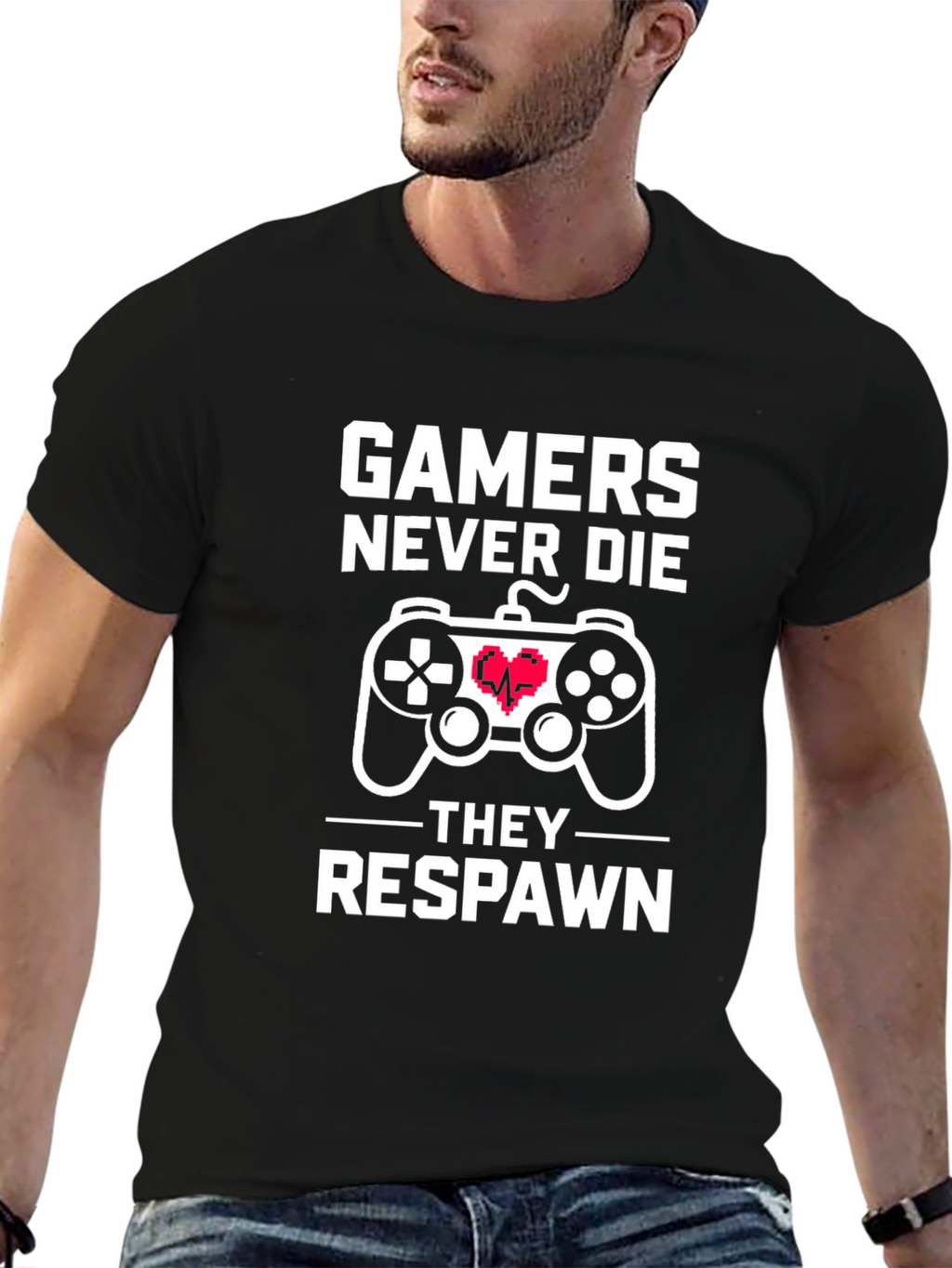 Gamers Never Die T-Shirt - Black Cotton