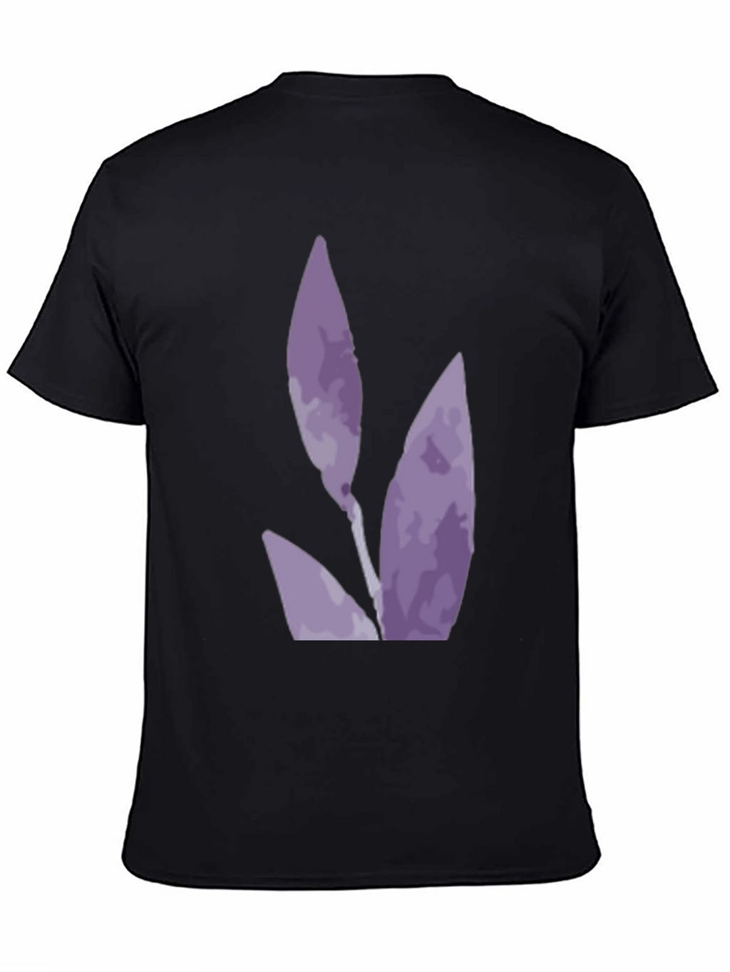 Black T-Shirt with Abstract Purple Floral Design