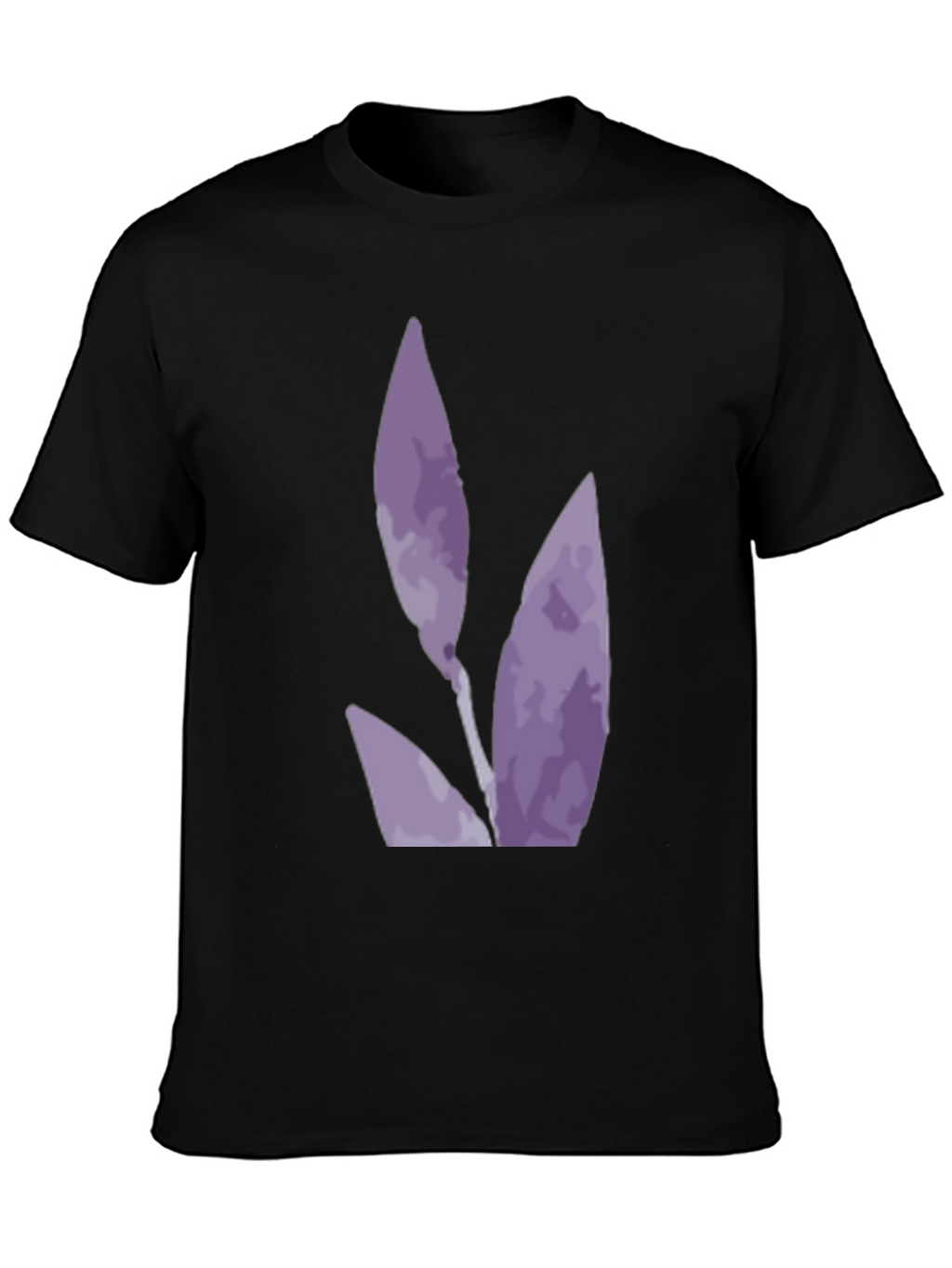 Black T-Shirt with Abstract Purple Floral Design