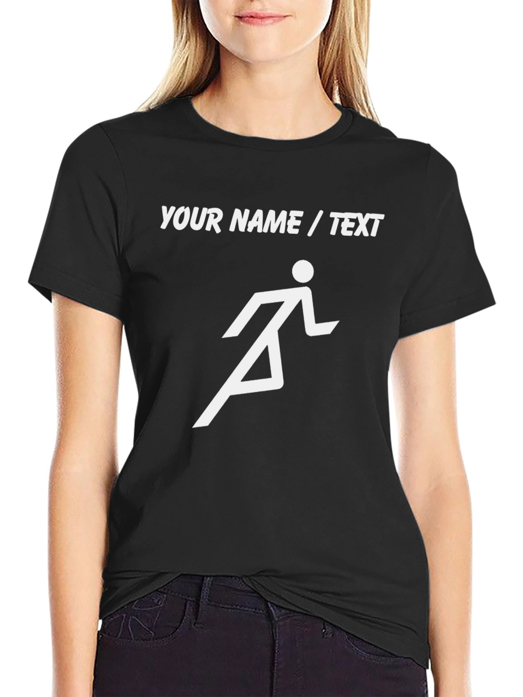 Personalized Running Man Graphic Tee - Black