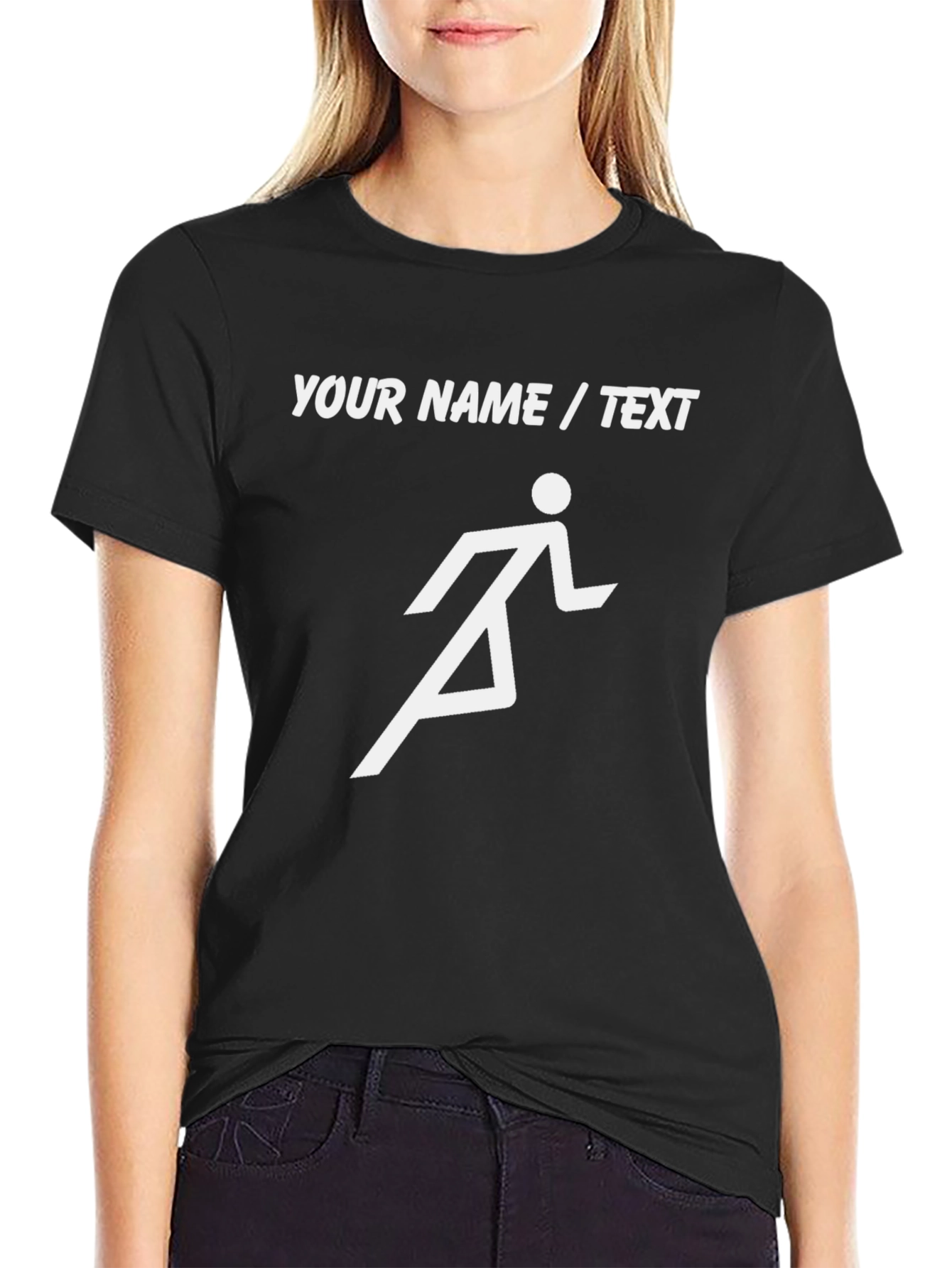 Personalized Running Man Graphic Tee - Black