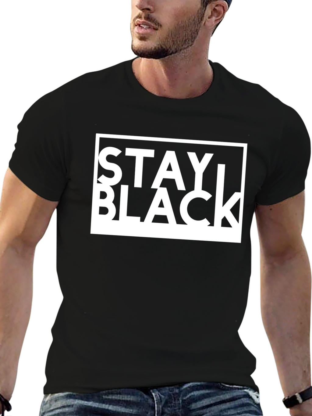 Stay Black Graphic Tee - Bold Statement T-Shirt