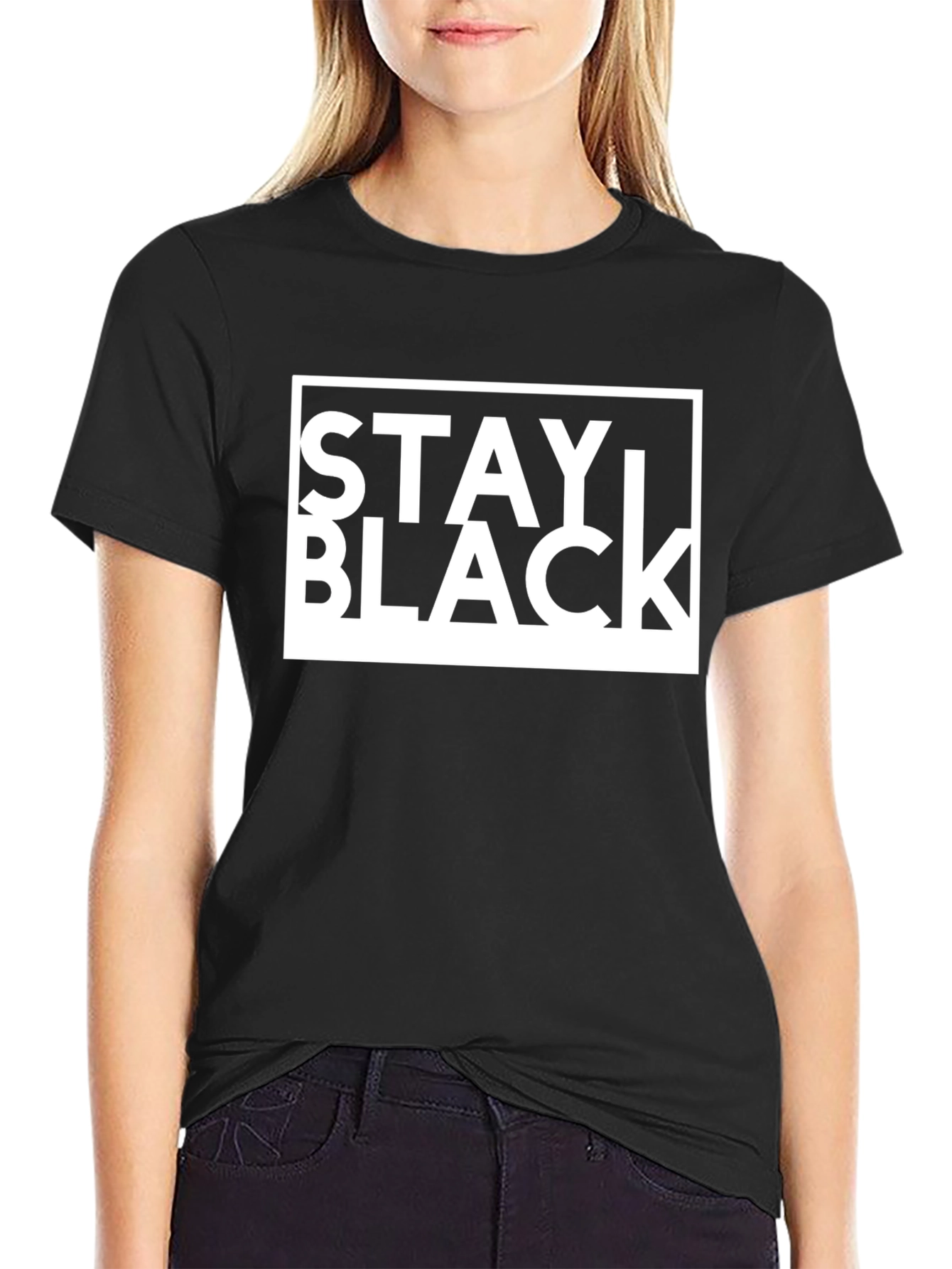 Stay Black Graphic Tee - Bold Statement T-Shirt
