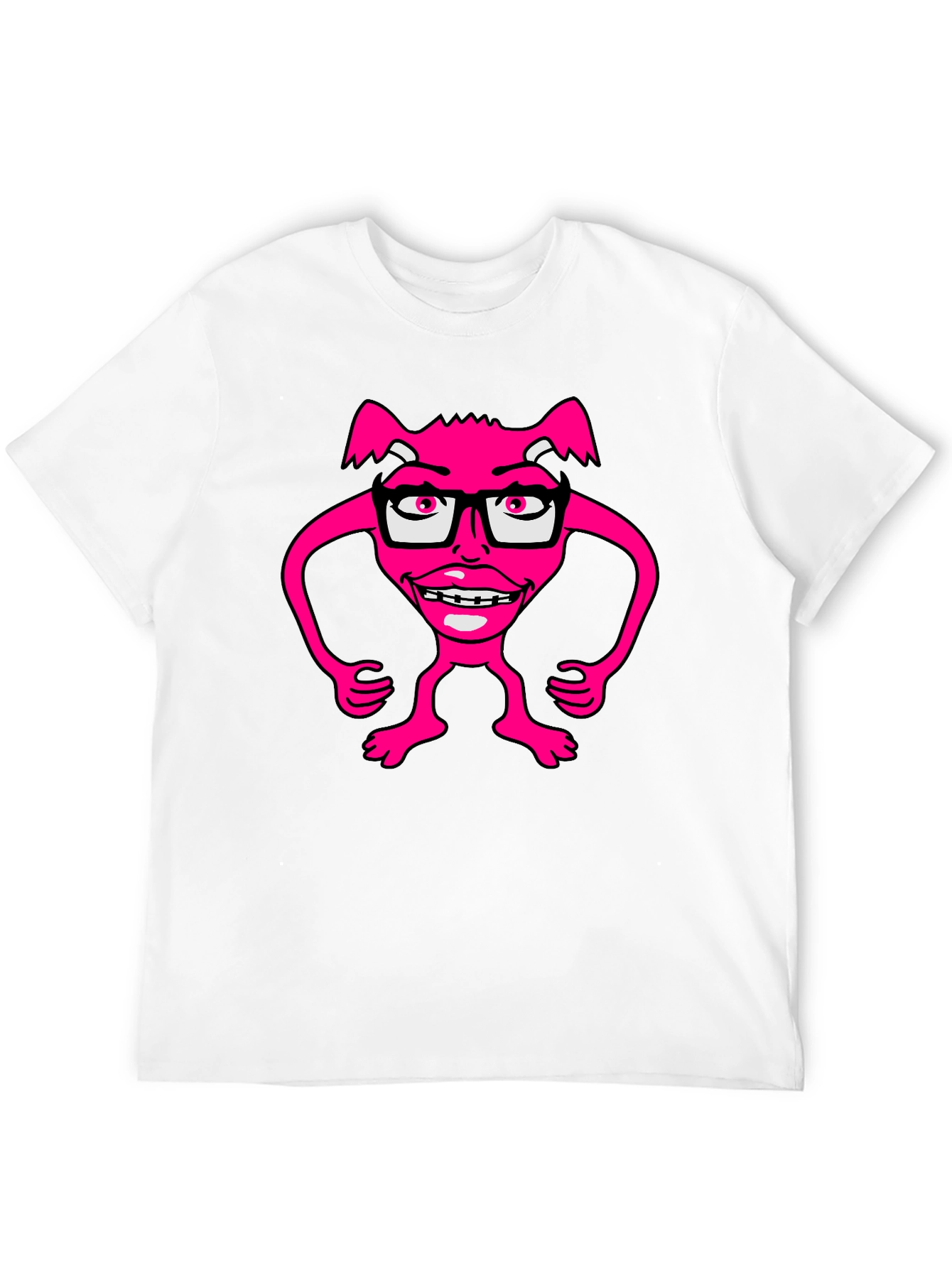 Funny Pink Monster Wearing Glasses T-Shirt