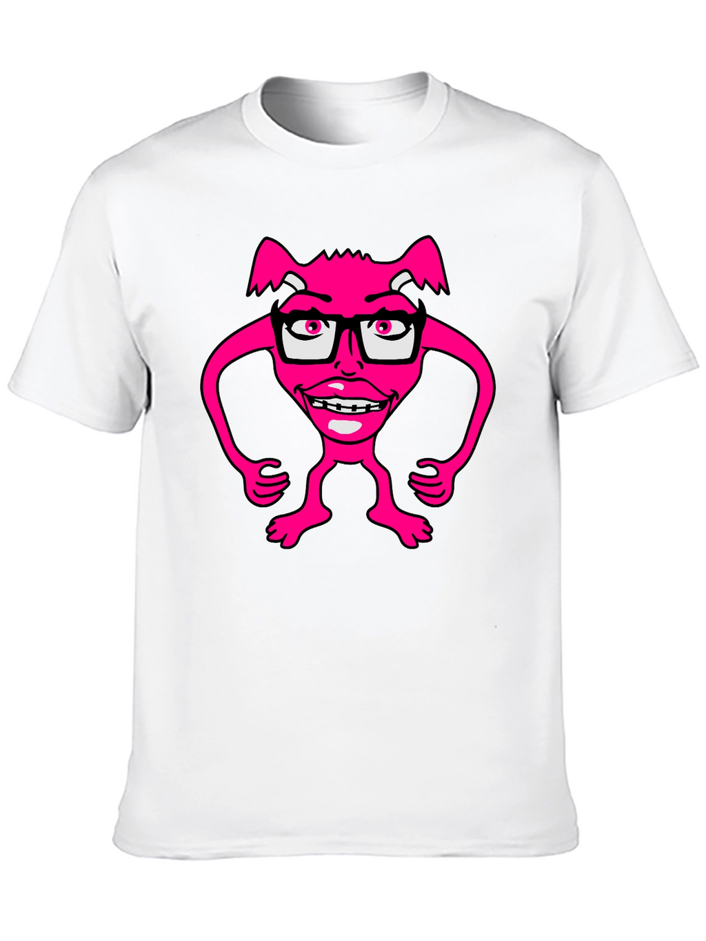Funny Pink Monster Wearing Glasses T-Shirt
