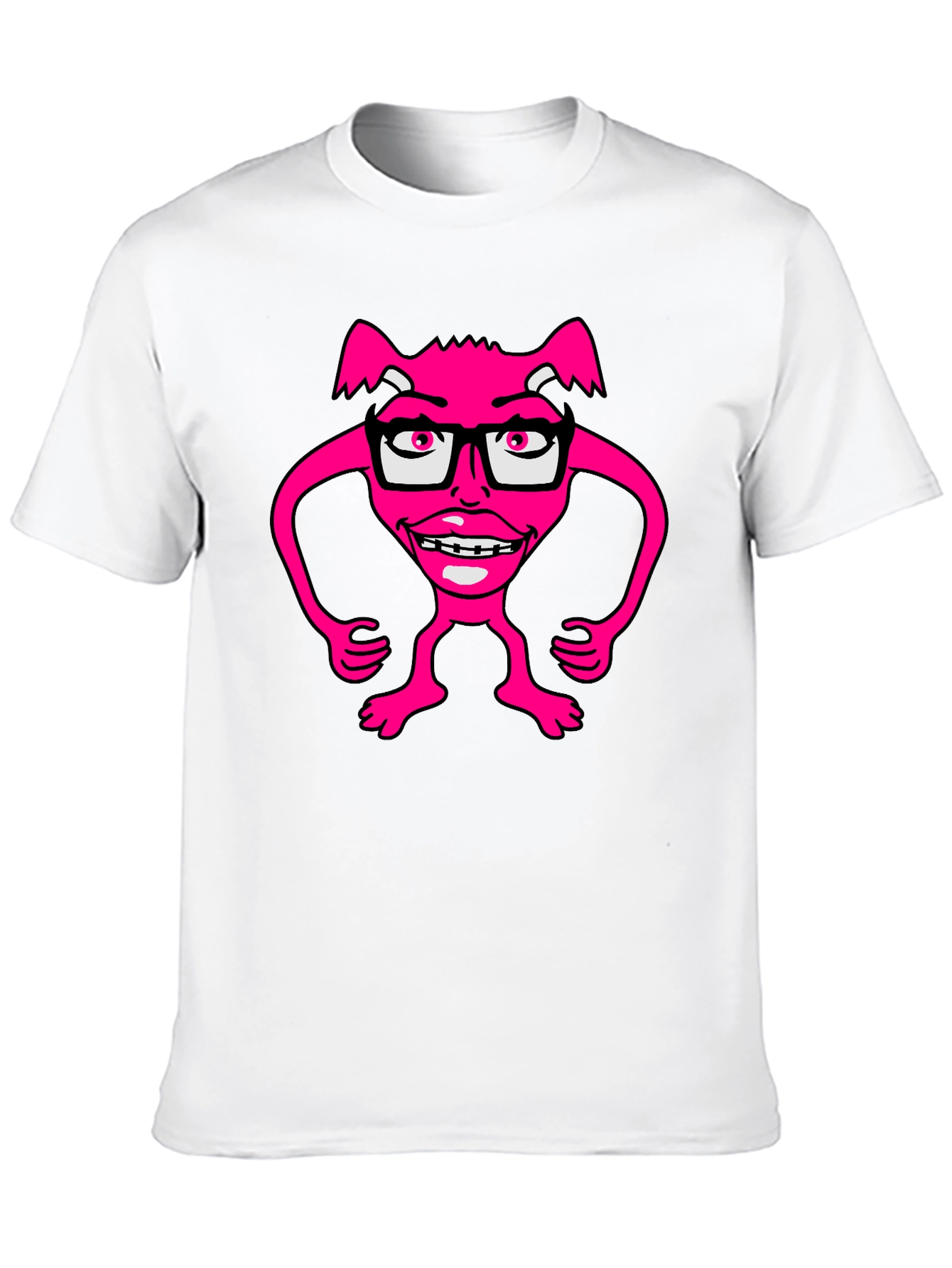 Funny Pink Monster Wearing Glasses T-Shirt