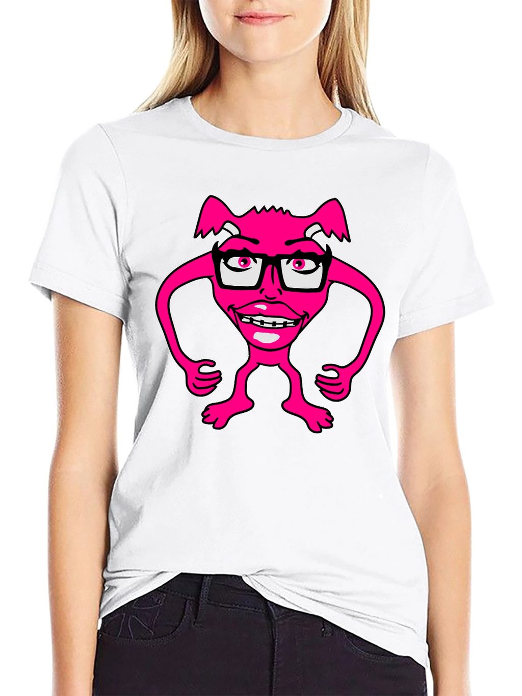 Funny Pink Monster Wearing Glasses T-Shirt