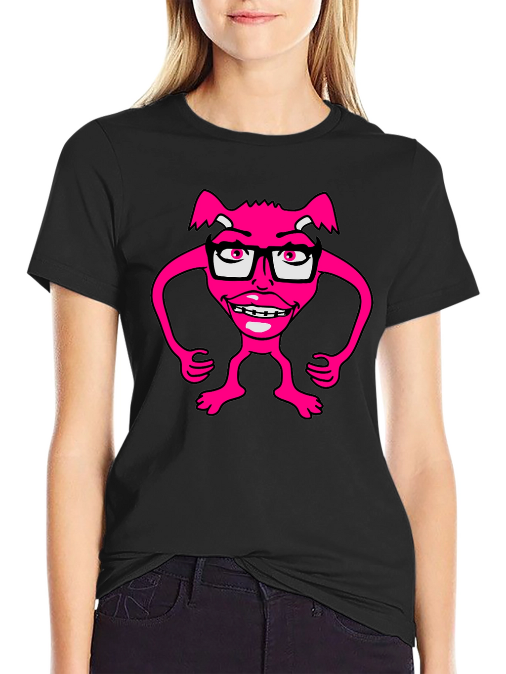 Funny Pink Monster Wearing Glasses T-Shirt