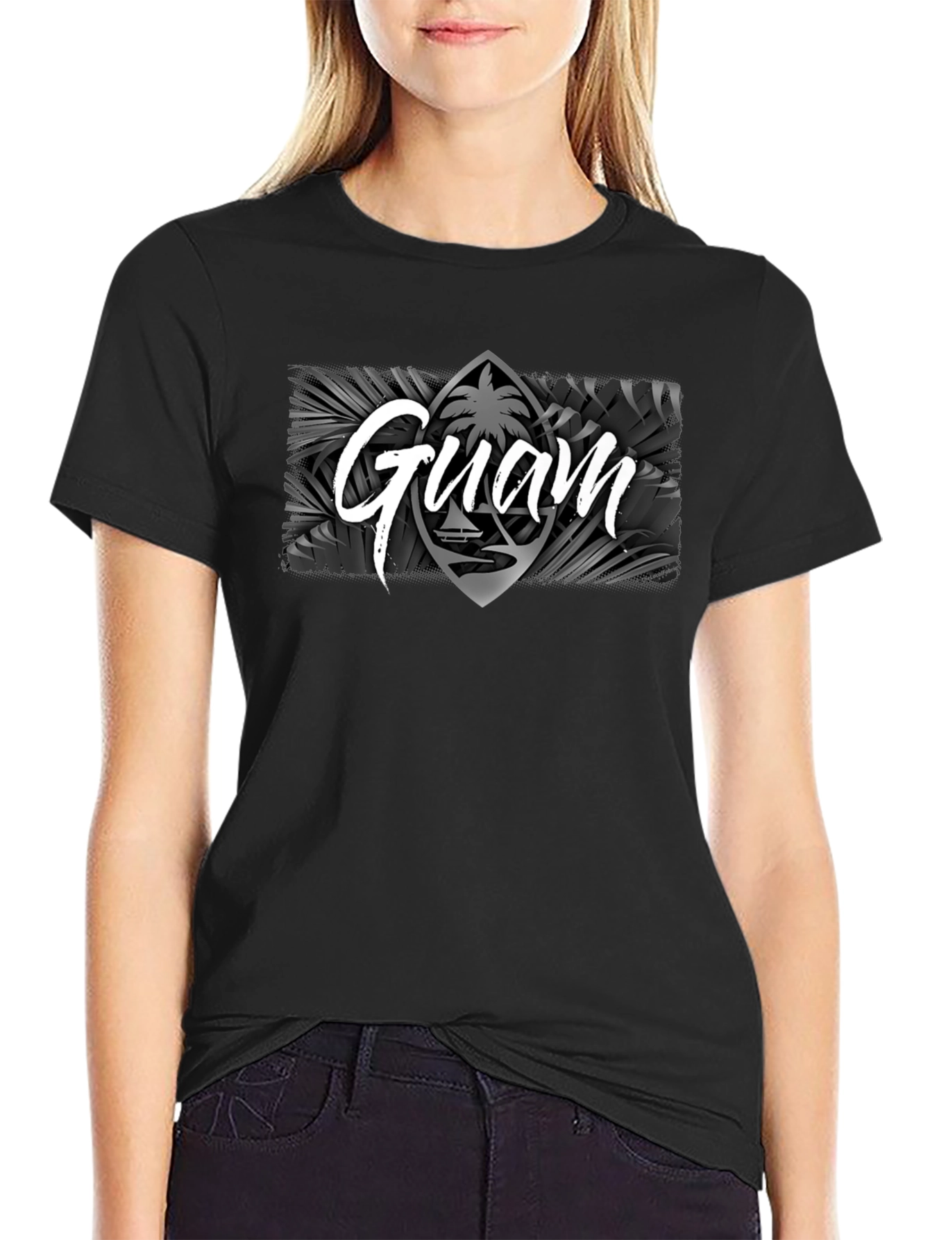 Guam Palm Tree T-Shirt Black Mens