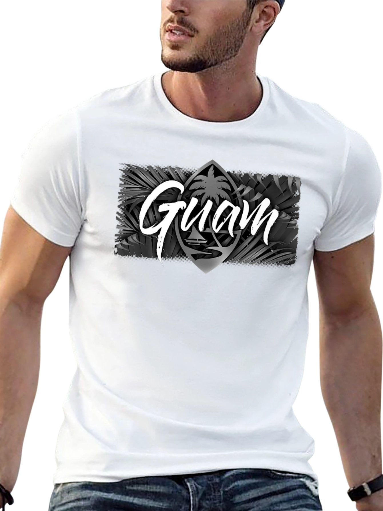 Guam Palm Tree T-Shirt Black Mens