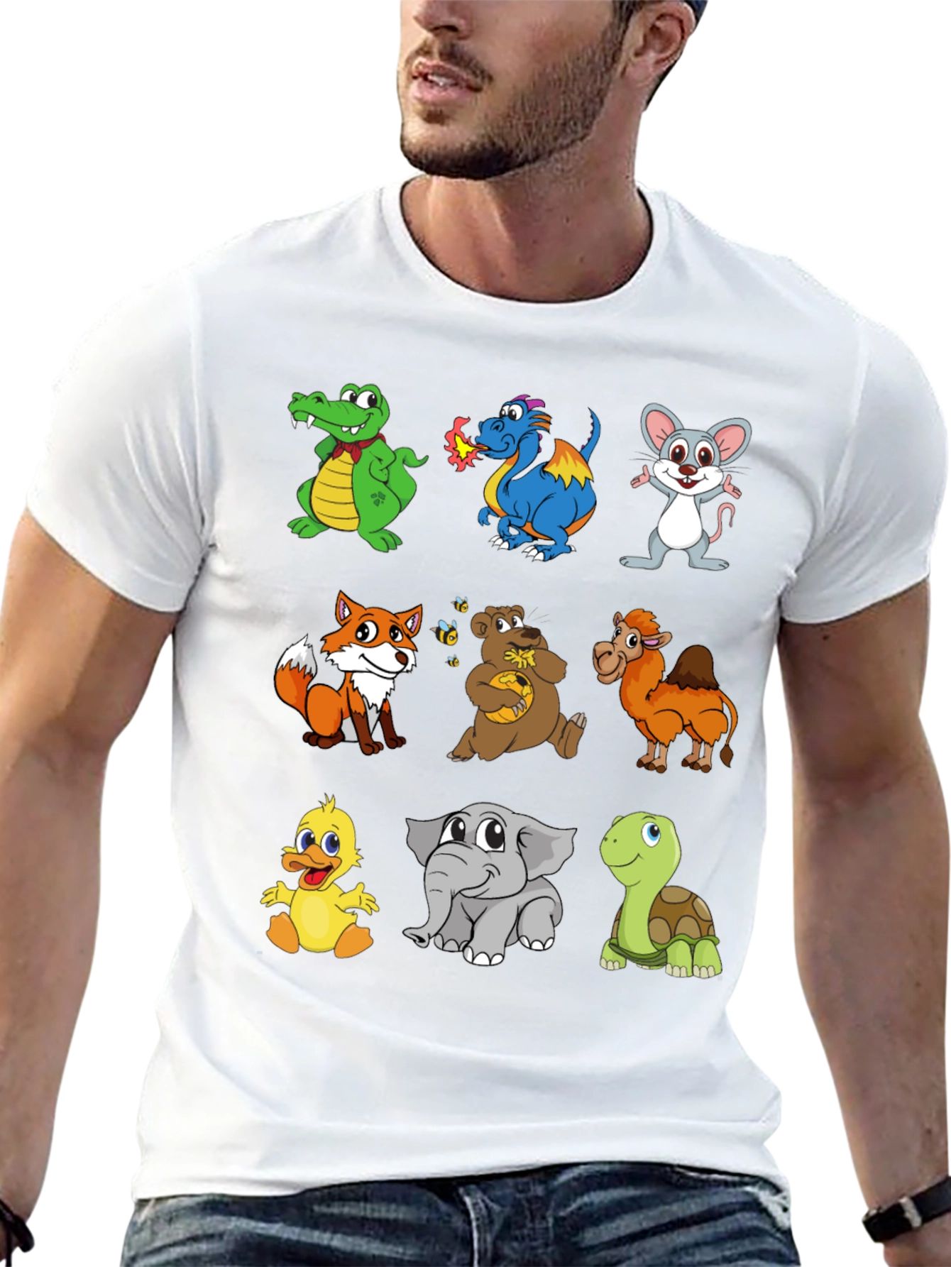 Cartoon Animals T-Shirt: Fun & Whimsical Design