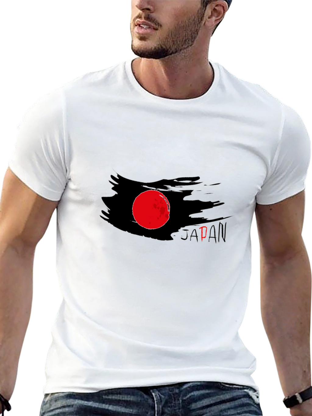 Japan Flag Graphic Tee - Brush Stroke Design