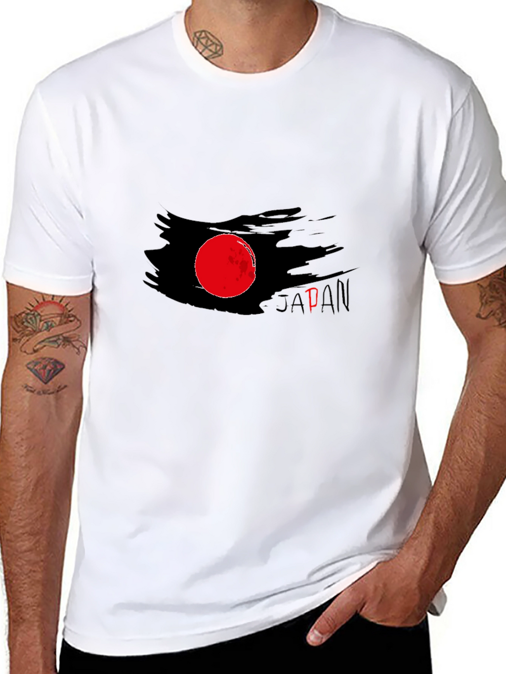 Japan Flag Graphic Tee - Brush Stroke Design
