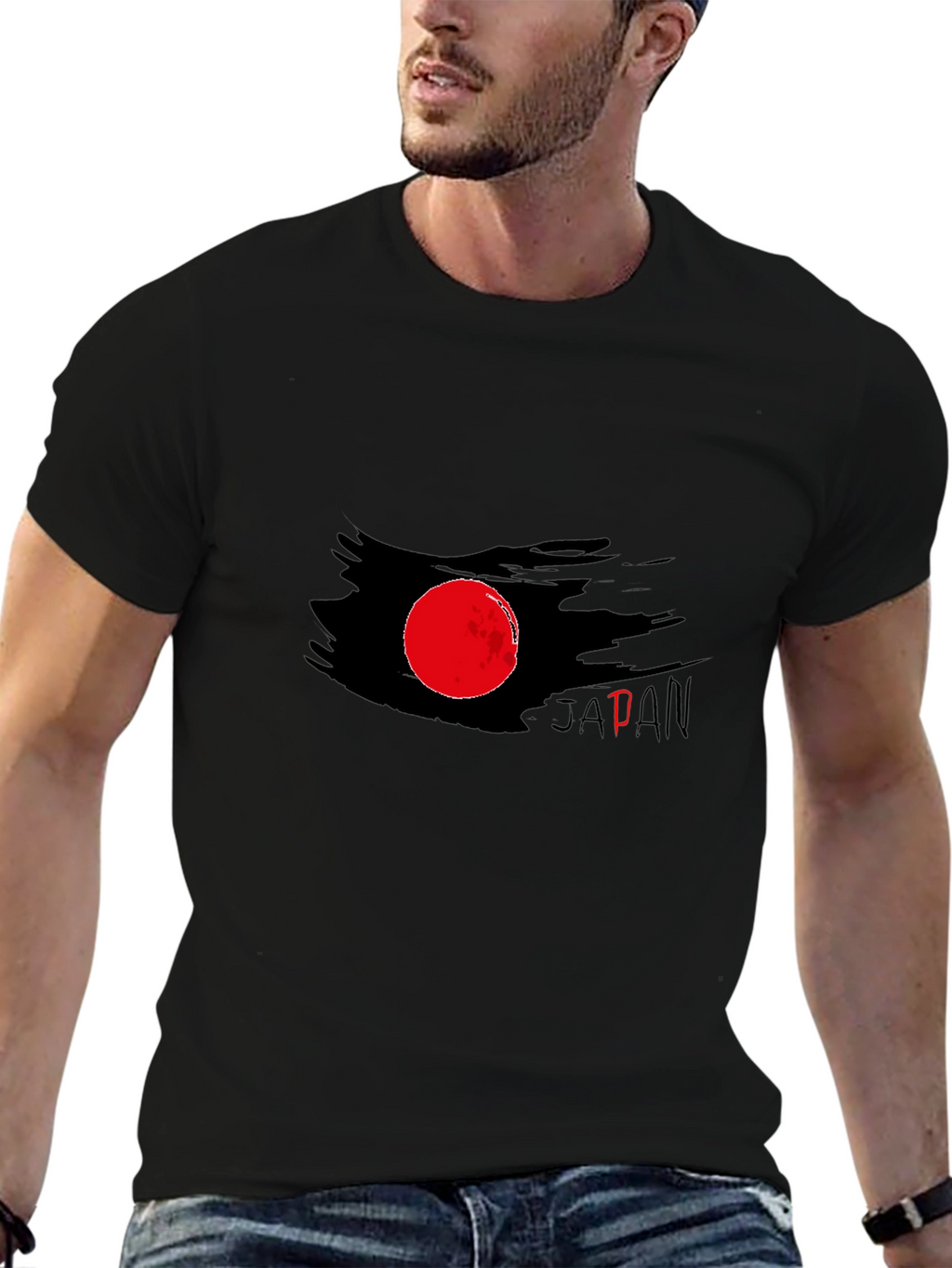 Japan Flag Graphic Tee - Brush Stroke Design
